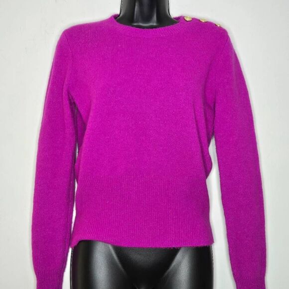 J. Crew Crewneck Sweater Size XS Shoulder Buttons Merino Wool Alpaca AU196 - Picture 2 of 6